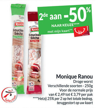 Intermarché Monique Ranou droge worst 250G aanbieding