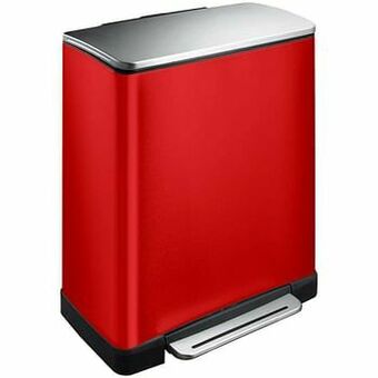 Leen Bakker EKO recycling pedaalemmer E-Cube - rood - 28+18l - Leen Bakker aanbieding