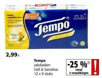 Colruyt Tempo zakdoeken soft + sensitive aanbieding