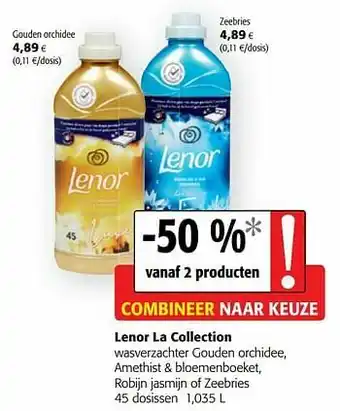 Colruyt Lenor la collection wasverzachter gouden orchidee, amethist + bloemenboeket, robijn jasmijn of zeebries aanbieding