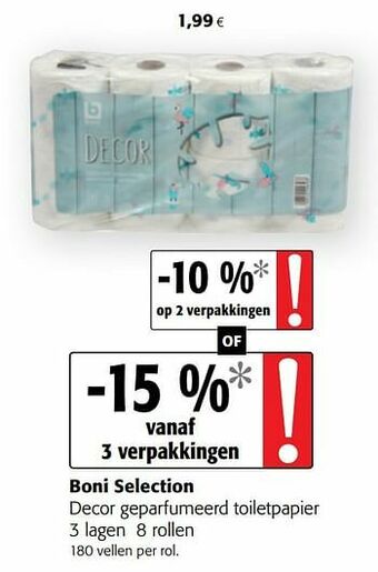 Colruyt Boni selection decor geparfumeerd toiletpapier aanbieding