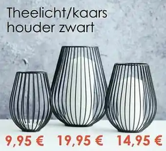 Krea Theelicht-kaars houder zwart aanbieding