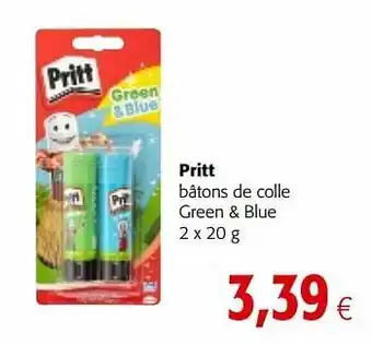 Colruyt Pritt bâtons de colle green + blue aanbieding