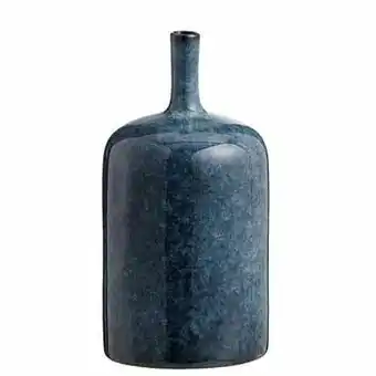 Leen Bakker Vaas Tiemen - blauw - 24x12,4 cm - Leen Bakker aanbieding