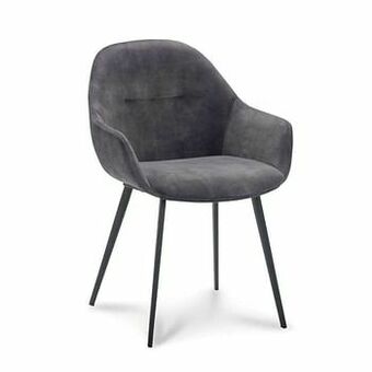 Leen Bakker Eetkamerstoel Cody - fluweel Adore - antracietkleur (2 stuks) - Leen Bakker aanbieding