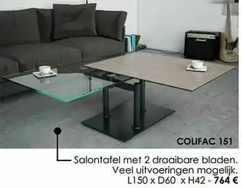 Salontafel met 2 draaibare bladen
