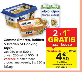 Carrefour Market Alpro gamma smeren 3x250G aanbieding