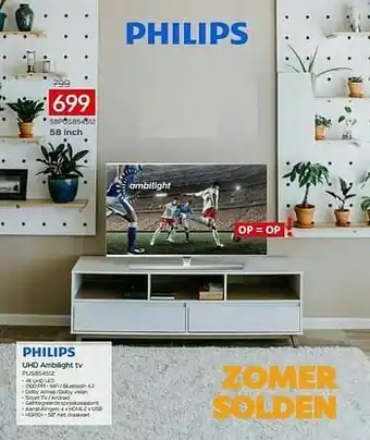 Selexion Philips uhd ambilight tv 58pus854512 aanbieding