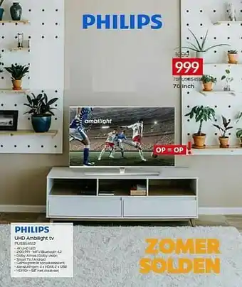 Selexion Philips uhd ambilight tv 70pus854512 aanbieding