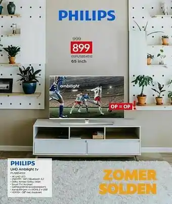 Selexion Philips uhd ambilight tv 65pus854512 aanbieding