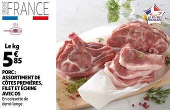 Auchan Porc: Assortiment De Cotes Premieres, Filet Et Echine Avec OS aanbieding