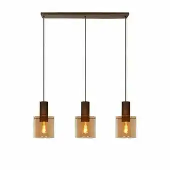Leen Bakker Lucide hanglamp Toledo 3-lichts - amber - 20 cm - Leen Bakker aanbieding