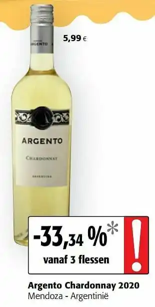 Colruyt Argento chardonnay 2020 mendoza - argentinië aanbieding