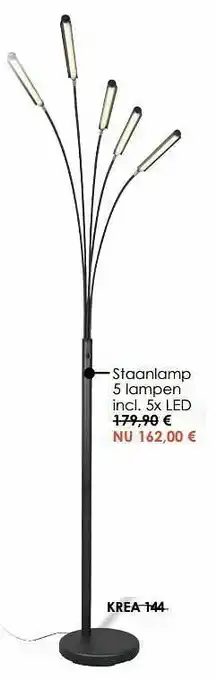 Staanlamp 5 lampen