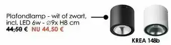 Plafondlamp - wit of zwart, led 6w