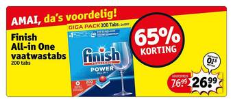 Kruidvat Finish all-in one vaatwastabs aanbieding