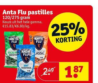 Kruidvat Anta flu pastilles 25% korting aanbieding