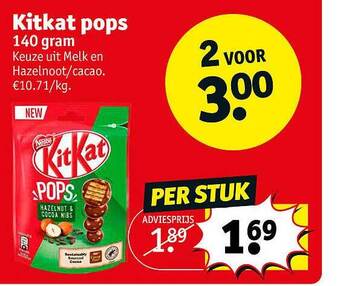Kruidvat Kitkat pops 140 gram aanbieding