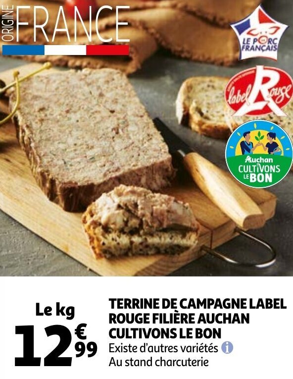 Terrine De Campagne Label Rouge Filiere Auchan Cultivons Le Bon