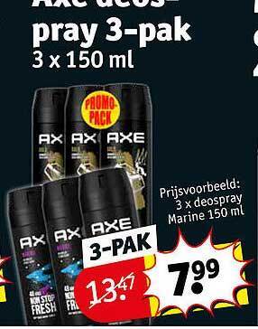 Kruidvat Axe deospray 3-pak aanbieding