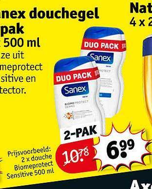 Kruidvat Sanex douchegel 500 ml aanbieding