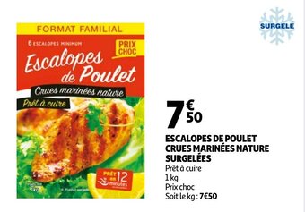 Auchan Escalopes De Poulet Crues Marinees Nature Surgelees aanbieding