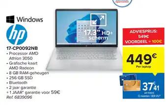 HP Laptop 17-CP0092NB 17.3" HD+ Scherm
