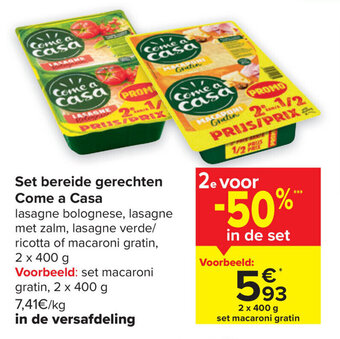 Carrefour Market Come a Casa Set Bereide Gerechten 2 x 400g aanbieding