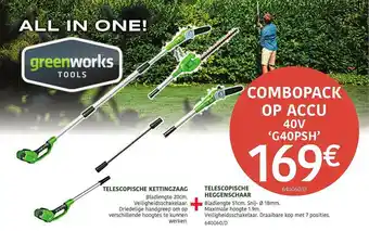 HandyHome Telescopische Kettingzaag + Telescopische Heggenschaar Greenworks aanbieding
