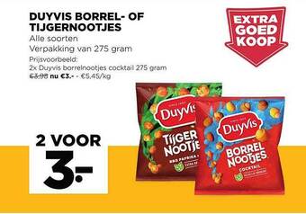 Jumbo Duyvis Borrel- Of Tijgernootjes aanbieding