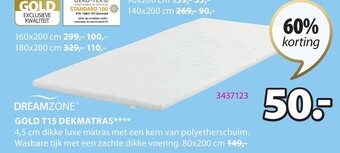 Jysk Dreamzone Gold T15 Dekmatras aanbieding