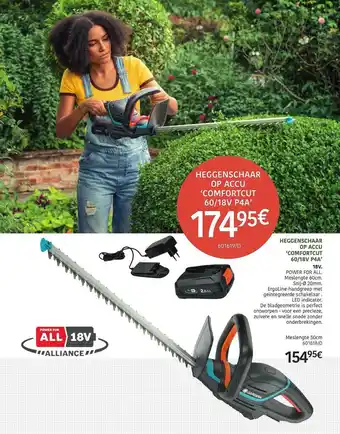 HandyHome Heggenschaar Op Accu 'comfortcut 60-18v P4a' Gardena aanbieding