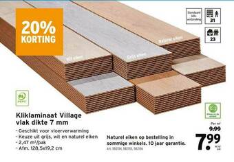 GAMMA Kliklaminaat Village Vlak Dikte 7 Mm aanbieding