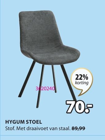 Jysk Hygum Stoel Stof Met Draaivoet van Staal aanbieding
