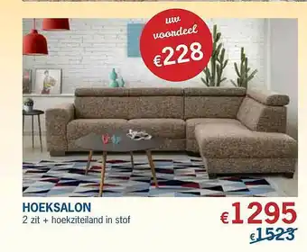Hoeksalon 2 Zit + Hoekziteiland In Stof