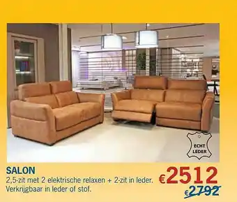 Salon Zit Met 2 Elektrische Relaxen +2 Zit In Leder