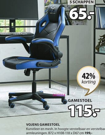 Jysk Vojens Gamestoel B72 x H108-118 x D67 cm aanbieding