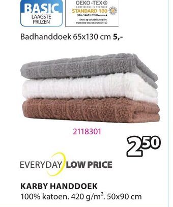 Jysk Karby Handdoek 50 x 90cm aanbieding
