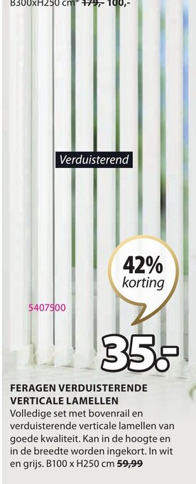 Jysk Feragen Verduisterende Verticale Lamellen B100 X H250cm aanbieding