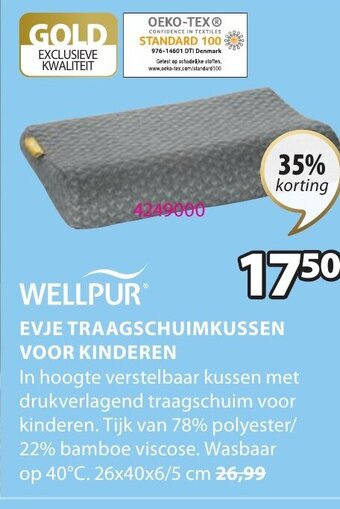 Jysk Wellpur Evje Traagschuimkussen Voor Kinderen aanbieding