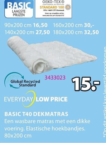 Jysk Basic T40 Dekmatras aanbieding
