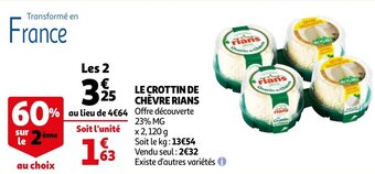 Auchan Le Crottin De Chevre Rians aanbieding
