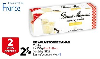 Auchan Riz Au Lait Bonne Maman aanbieding