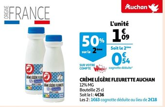 Auchan Creme Legere Fleurette Auchan aanbieding