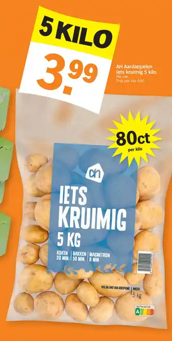 Albert Heijn AH aardappelen iets kruimig 5 kilo aanbieding