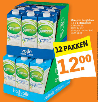 Albert Heijn Campina Langlekker 12x1 literpakken aanbieding