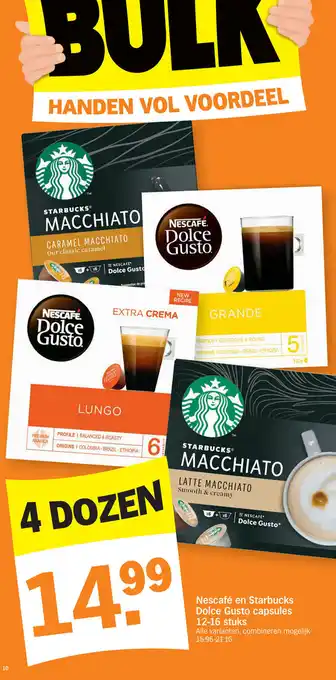 Albert Heijn Nescafe en starbucks dolce gusto capsules 4 dozzen aanbieding