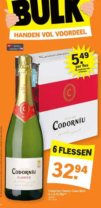 Albert Heijn Codorniu clasico cava brut 6x0.75 liter aanbieding