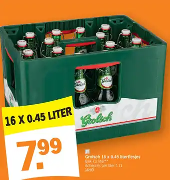 Albert Heijn Grolsch 16x0.45 literflesjes aanbieding