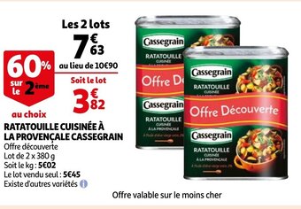 Auchan Ratatouille Cuisinee A La Provencale Cassegrain aanbieding